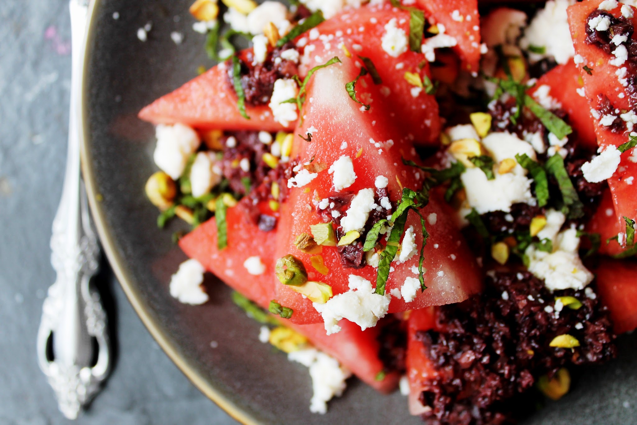 watermelon feta and olive salad