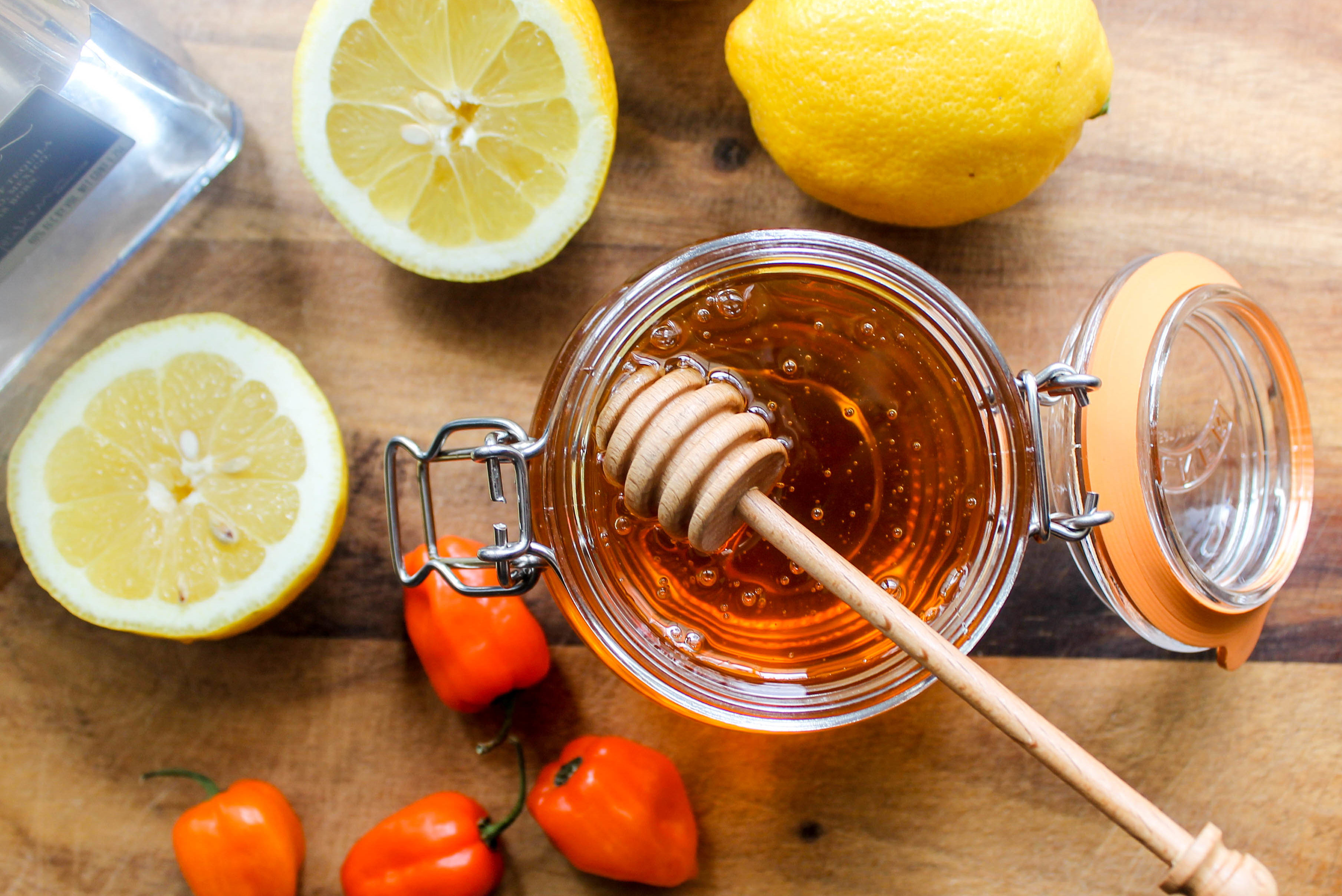 Tequila Habanero Honey and Lemon Cocktail