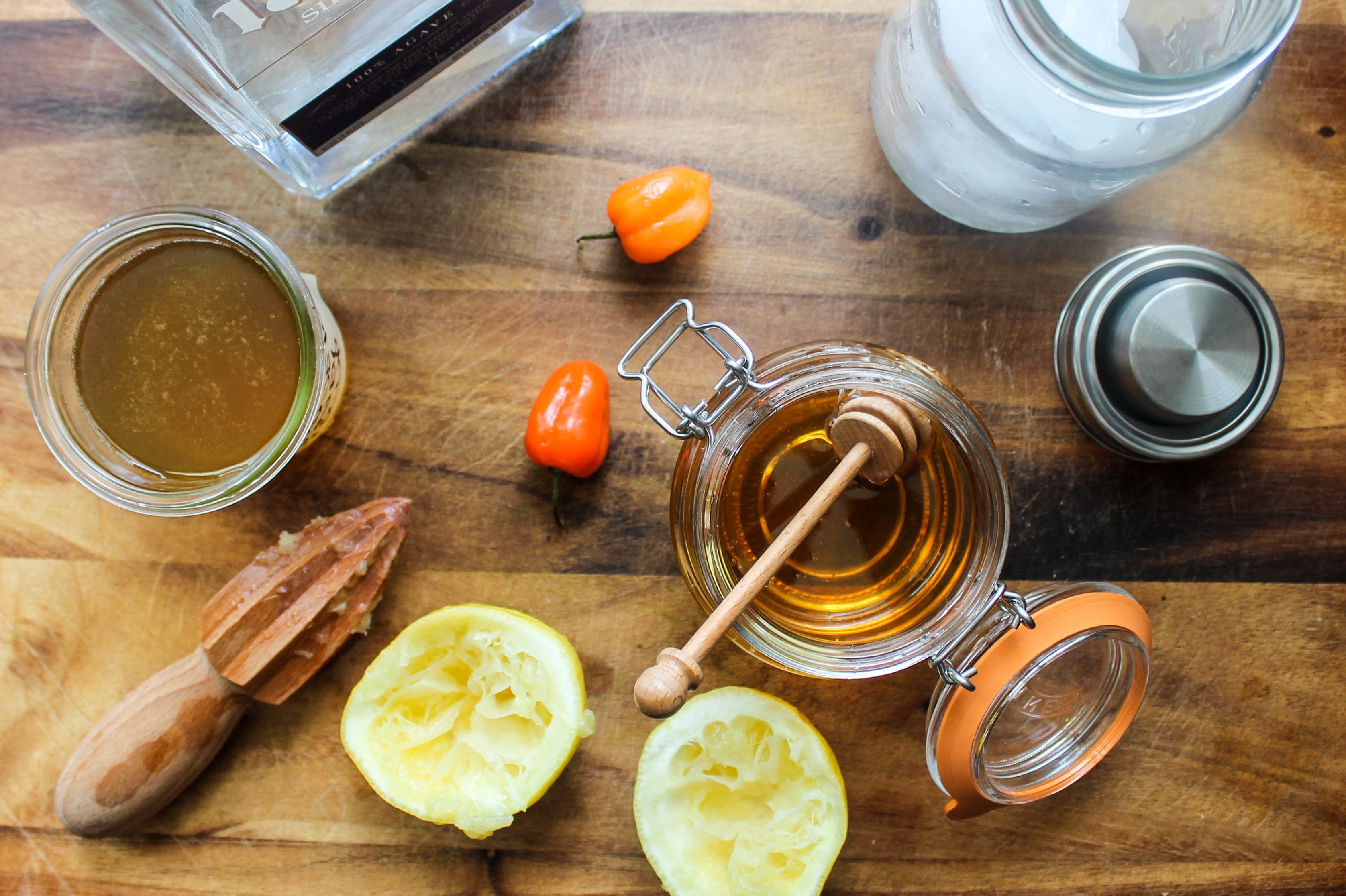 Tequila Habanero Honey and Lemon Cocktail