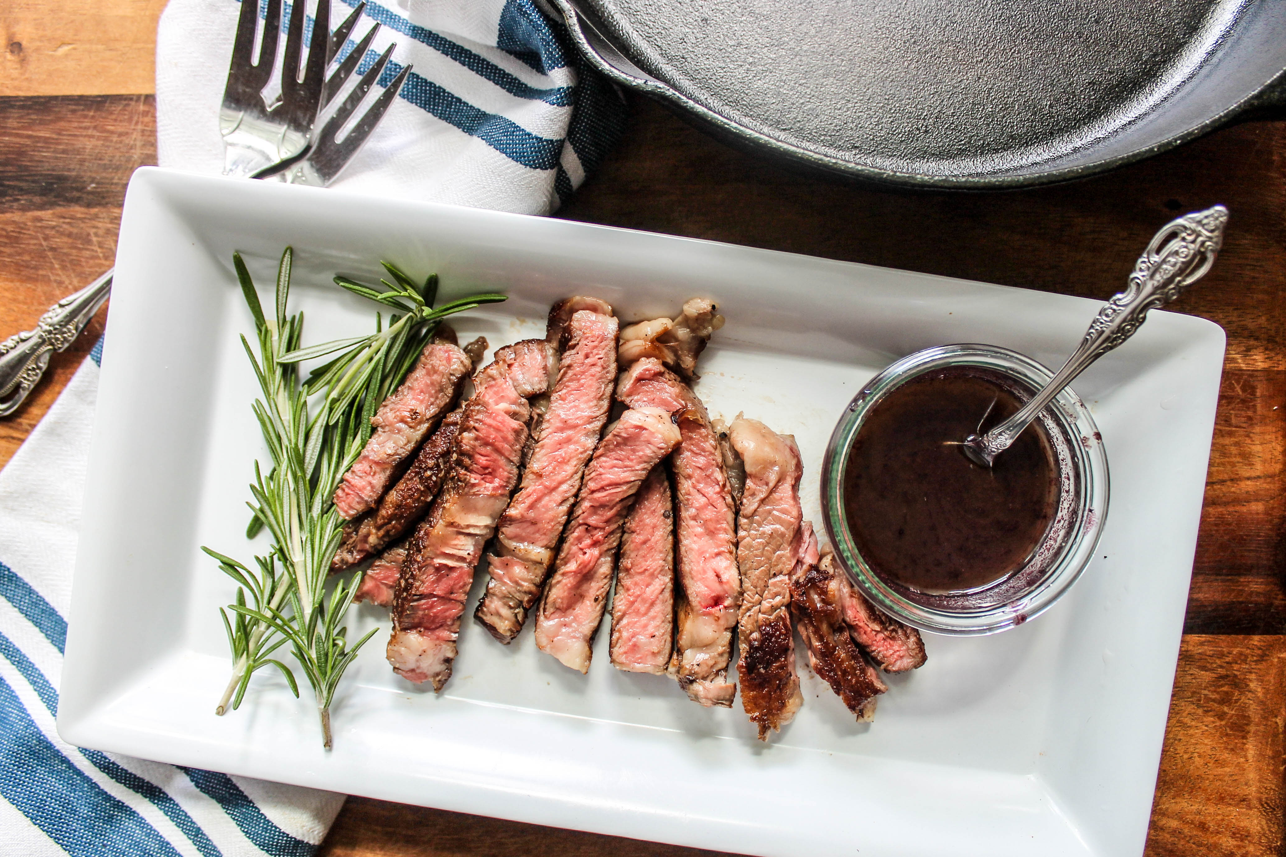 Cast Iron Skillet Steak with Red Wine Sauce