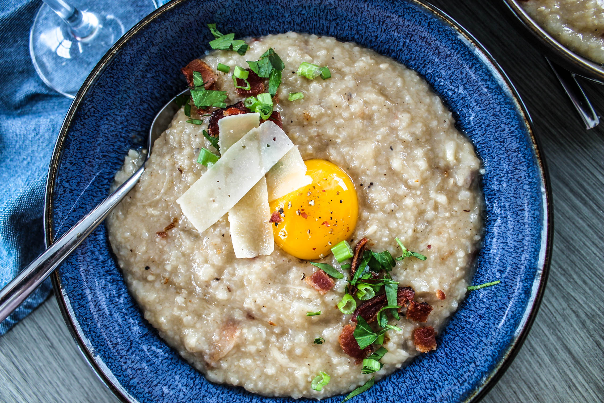 Cheesy Rice Porridge With Greens Recipe