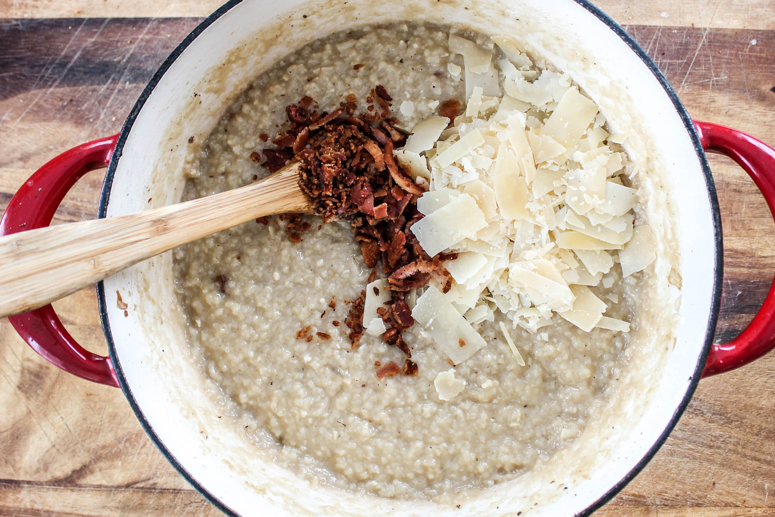 Cheesy Rice Porridge With Greens Recipe