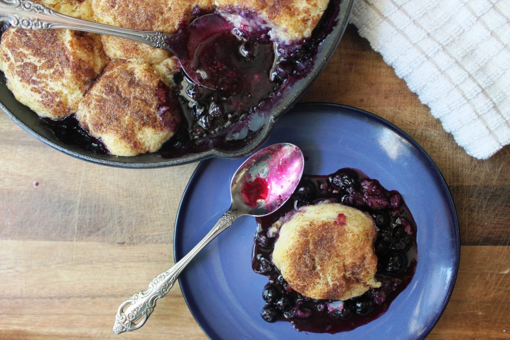 Blueberry Cobbler with Brown Butter Cornmeal Biscuits