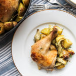 One Pan Chicken with Roasted Potatoes and Artichokes