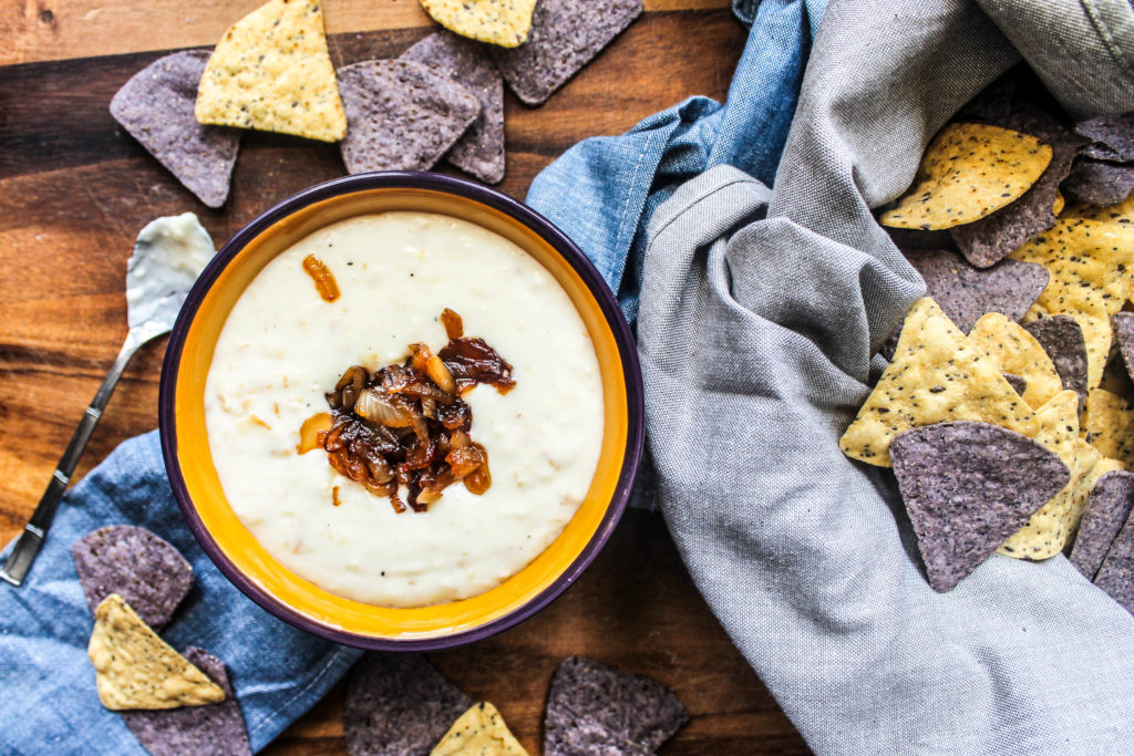Smoky Queso Dip with Spicy Maple Onions