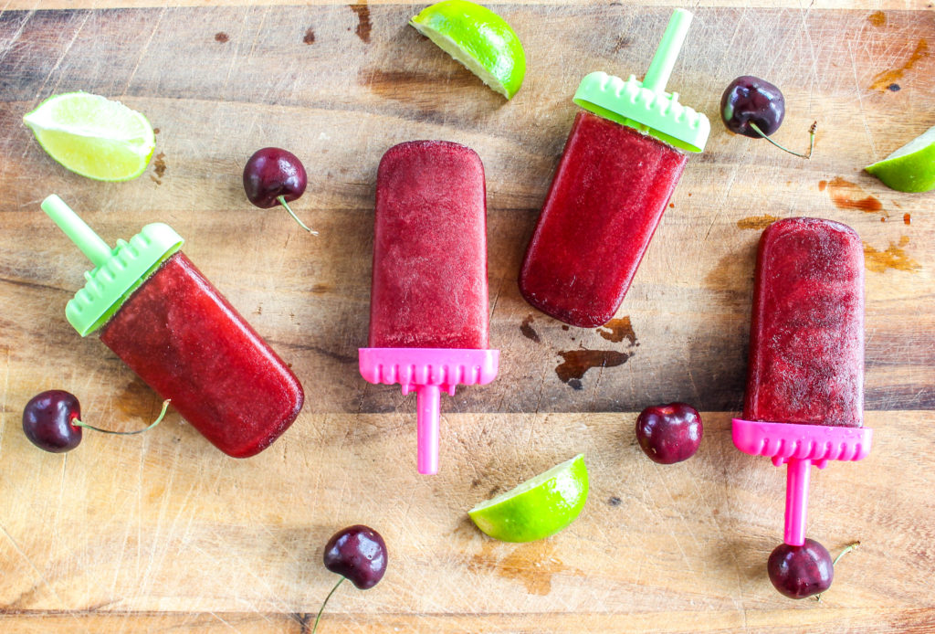 Cherry Lime (and Gin) Popsicles